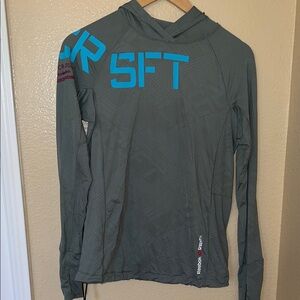 Reebok CrossFit Gray Hoodie with Blue and Red Accents